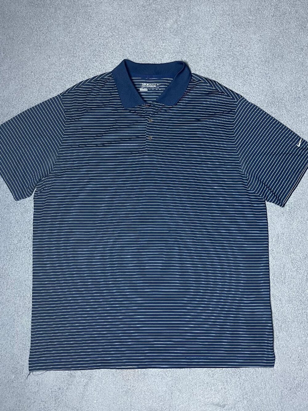 Nike Swoosh Golf Tour Performance Dri Fit Blue Striped Men's Polo Shirt Size XXL